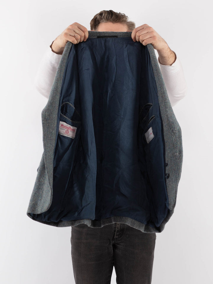 Vintage 70's Men Harris Tweed Jacket in BlueZ982