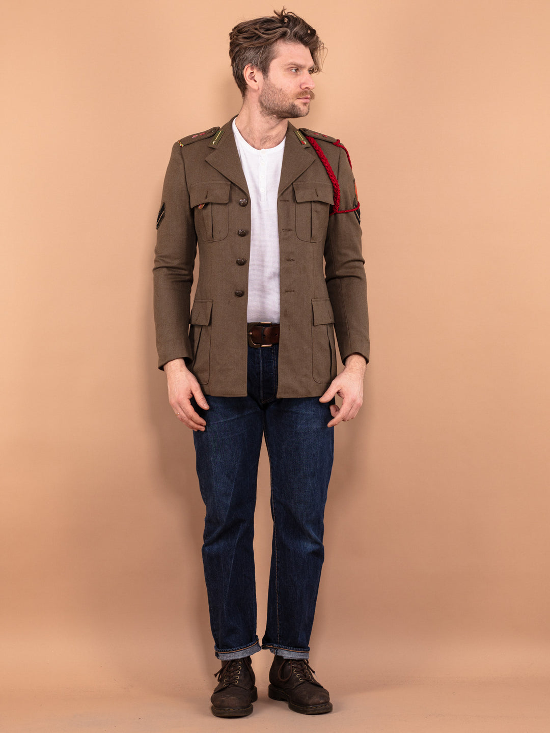 Vintage 70's Italian Military Blazer in Khaki - NorthernGrip