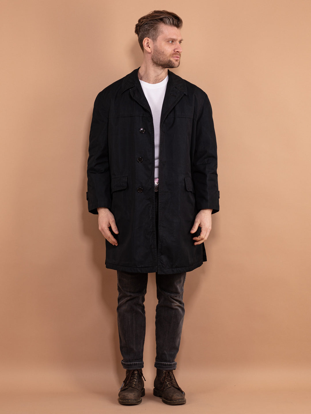 Vintage 70's Men Mac Coat in Blue - NorthernGrip