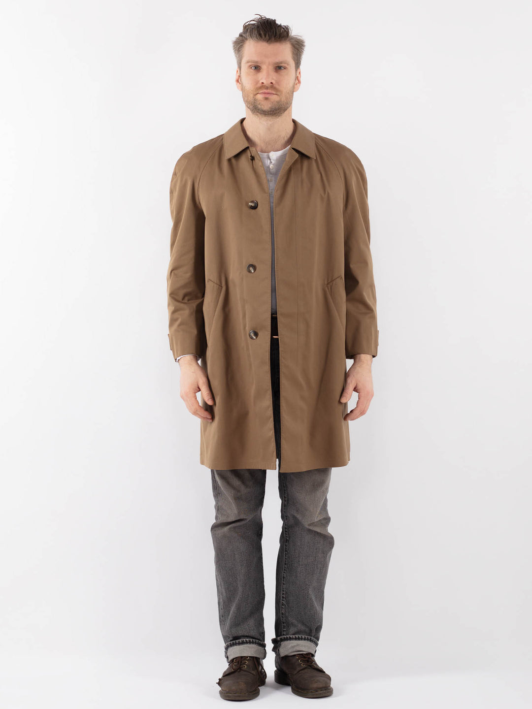 Vintage 70's Men Trench Coat in BeigeZ1090
