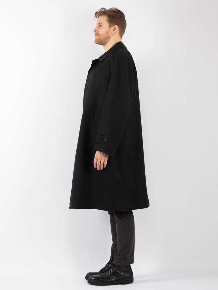 Vintage 70's Men Trench Coat in BlackZ1242