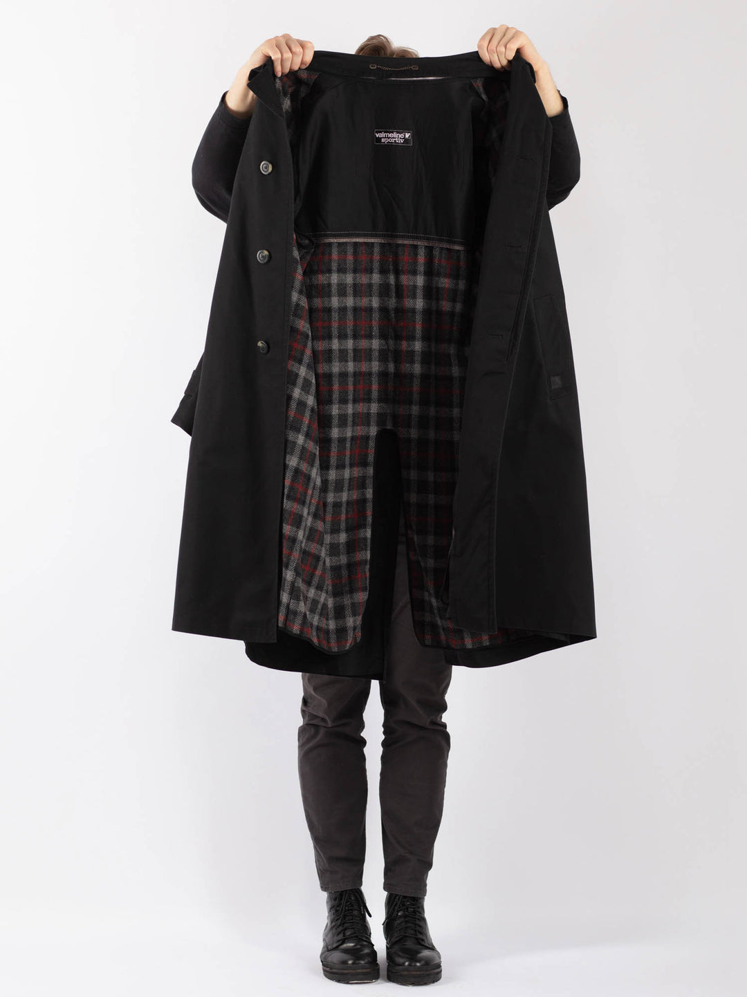 Vintage 70's Men Trench Coat in BlackZ1242