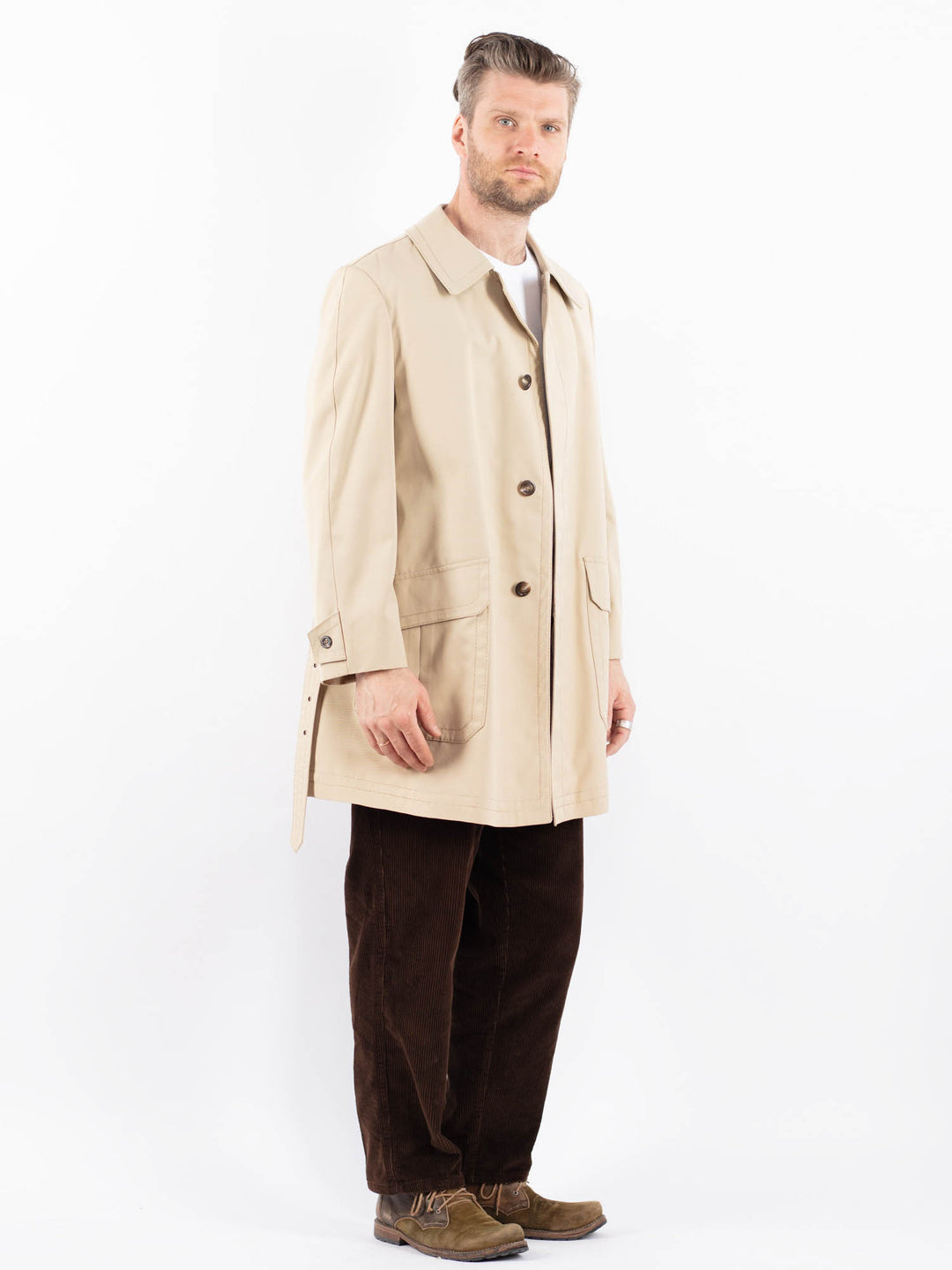 Vintage 70's Men Mac Coat in BeigeZ1660