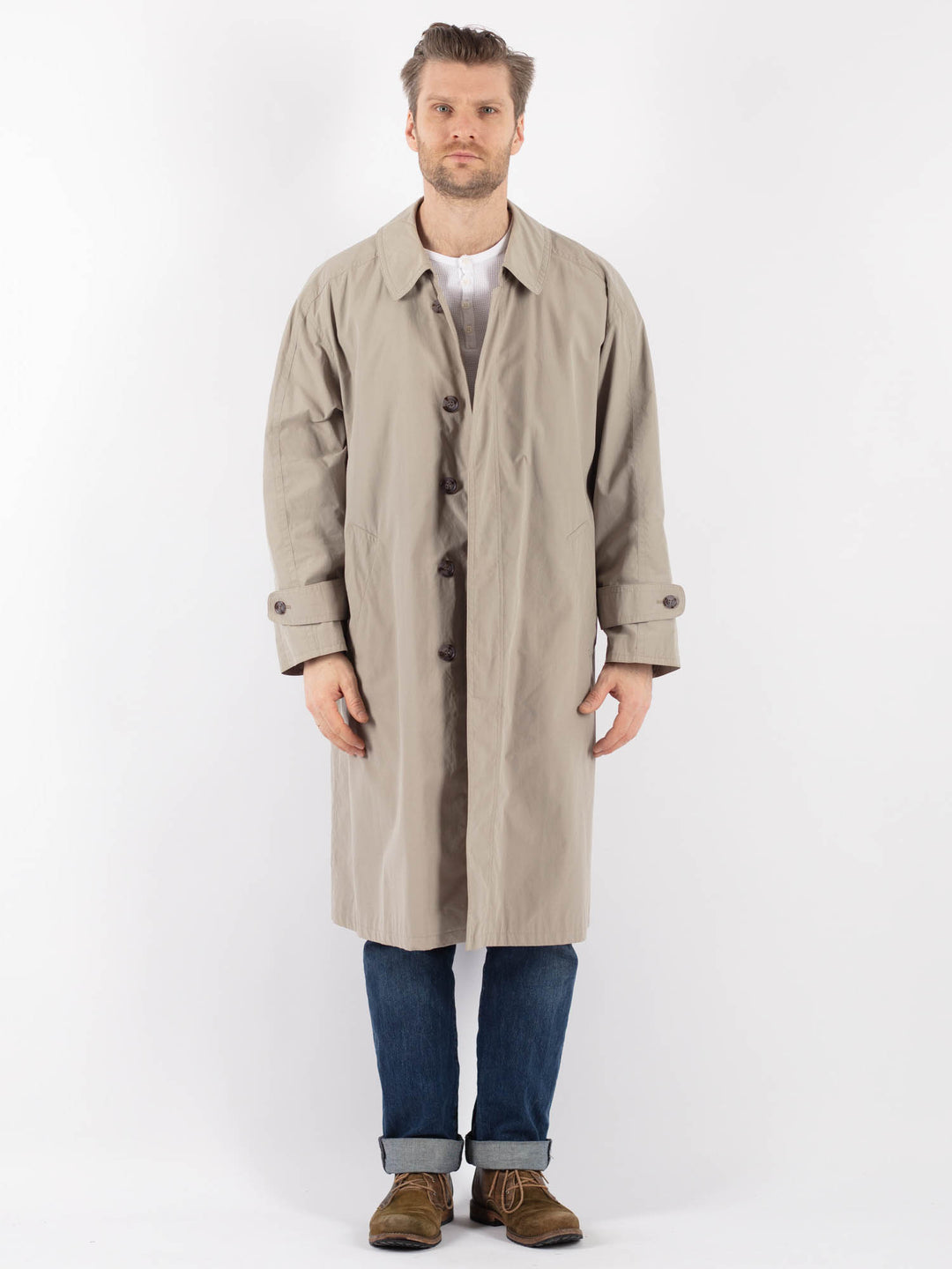 Vintage 70's Men Mac Coat in BeigeZ1235