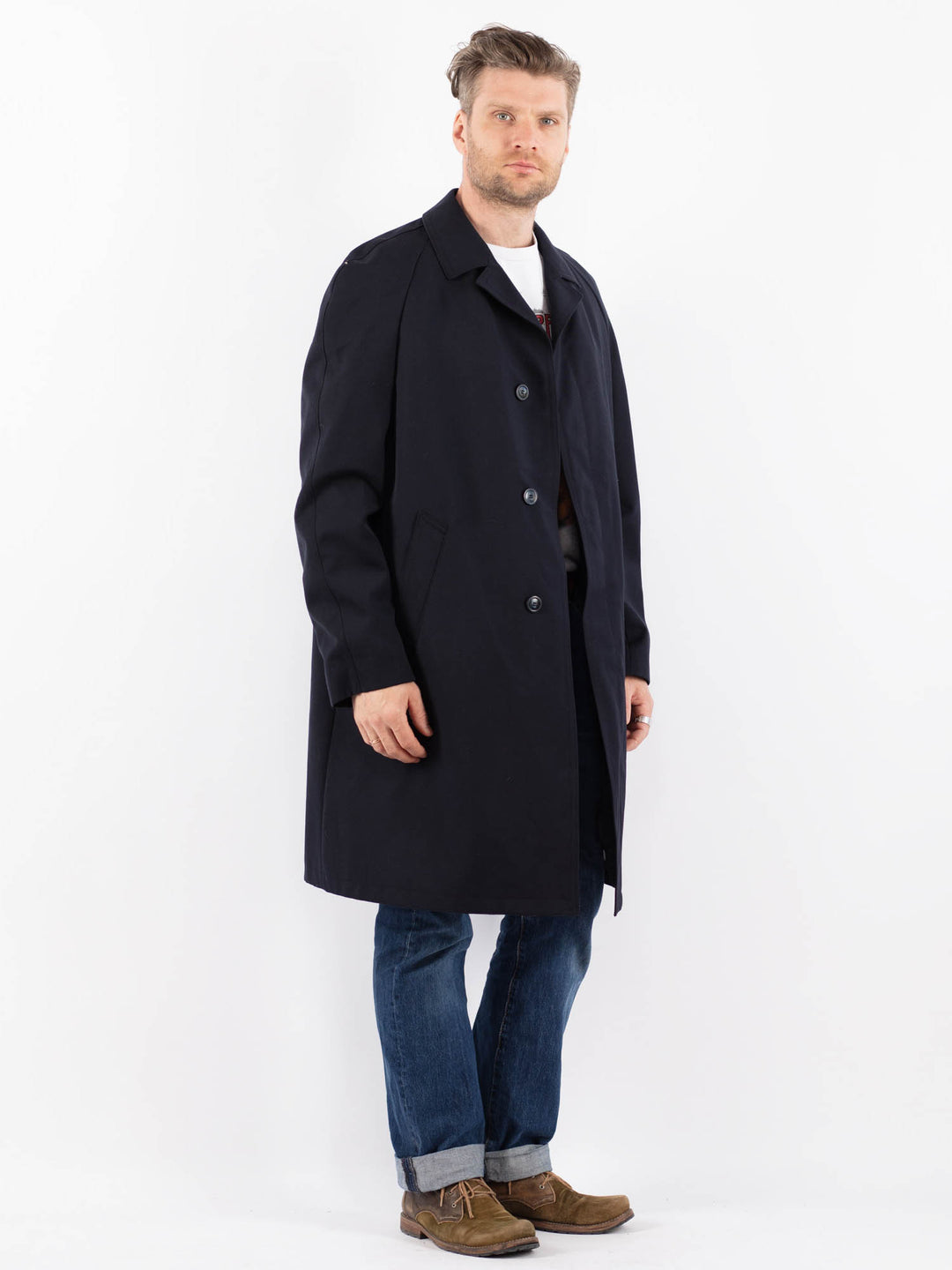 Vintage 70's Men Mac Coat in BlueZ1497