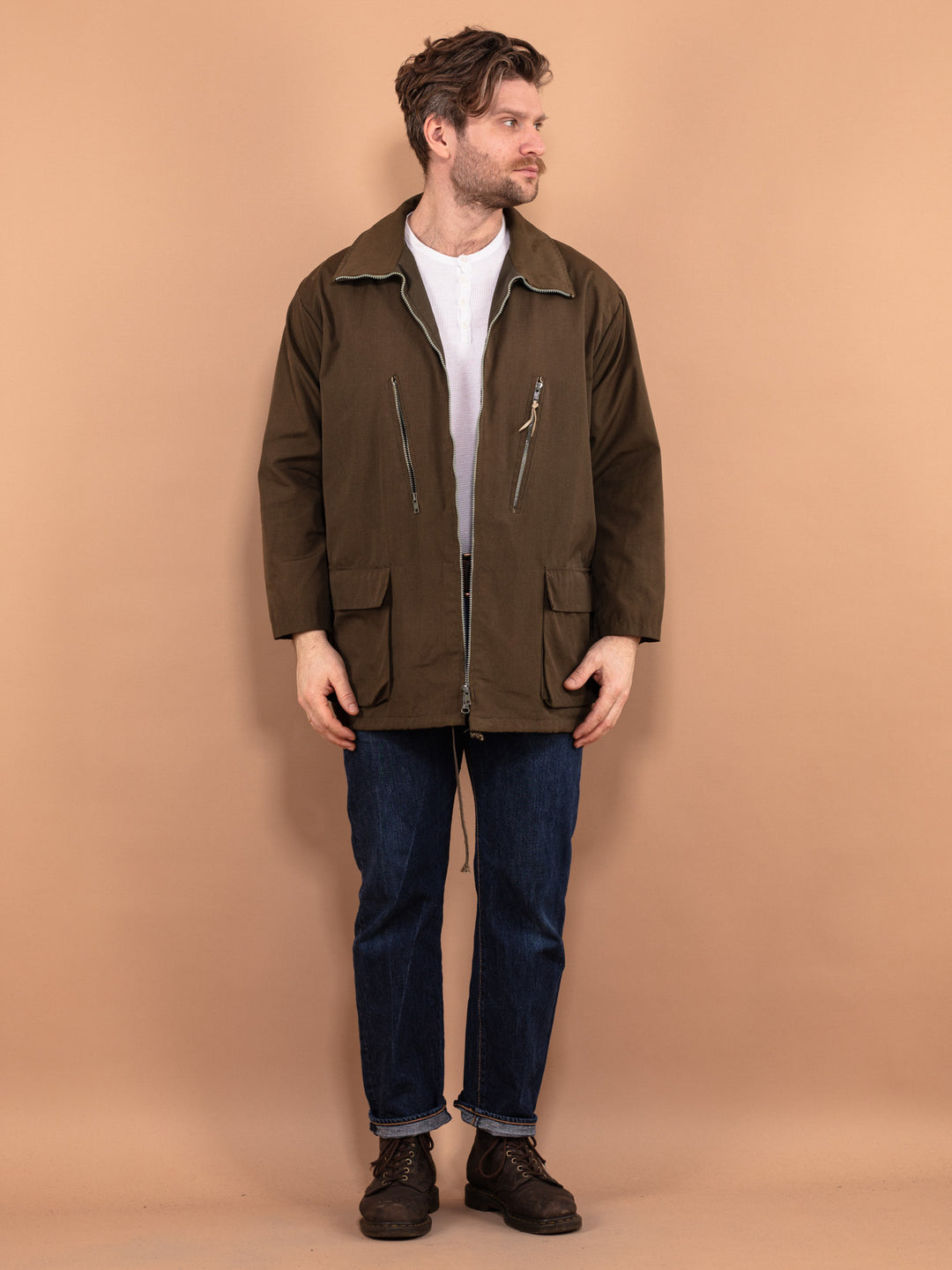 Vintage 70's Men Military Style Parka Coat in Khaki Green - NorthernGrip
