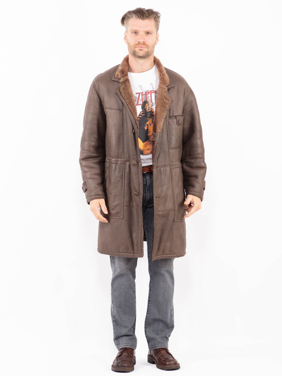 Vintage 70's Men Sheepskin Coat in BrownZ2033