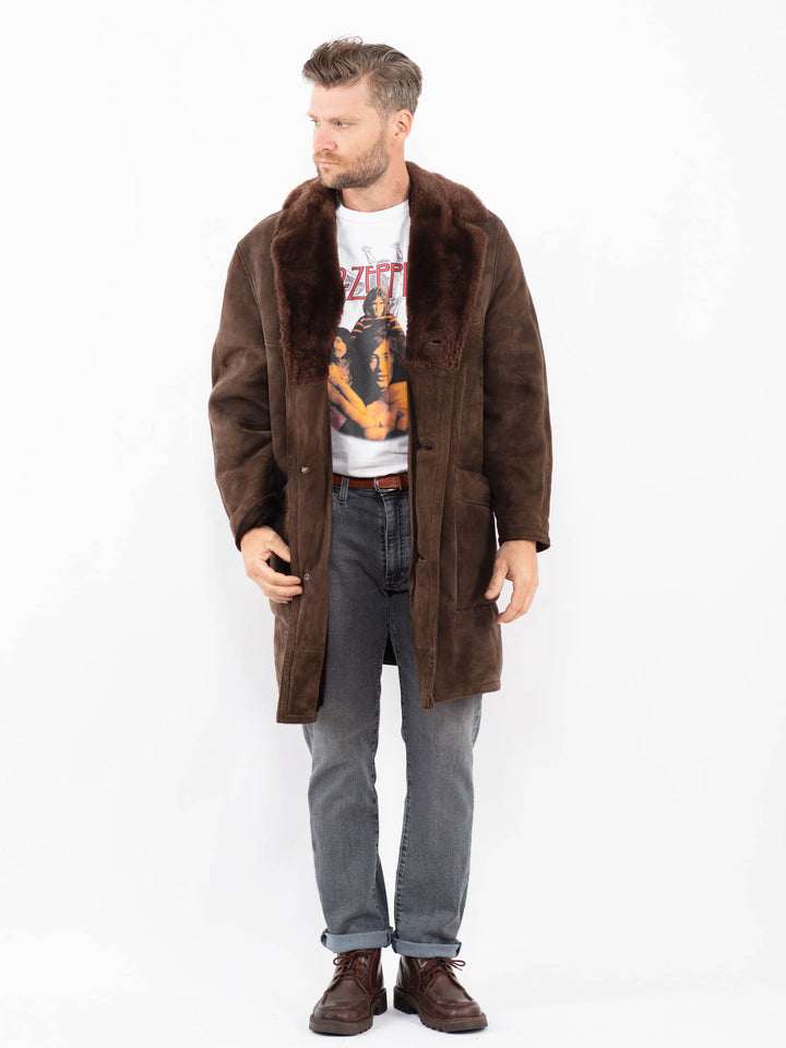 Vintage 70's Men Sheepskin Coat in BrownZ2259