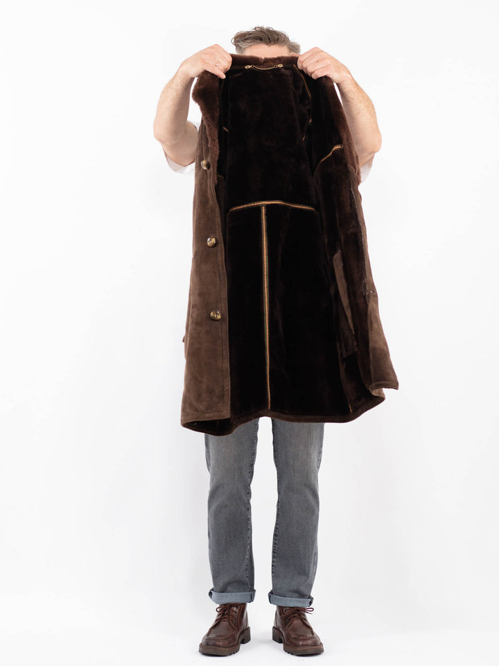 Vintage 70's Men Sheepskin Coat in BrownZ2259