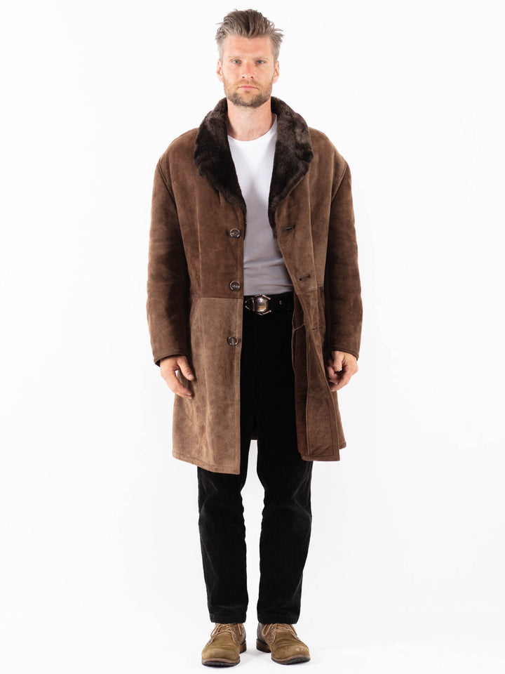 Vintage 70's Men Sheepskin Coat in BrownZ1819