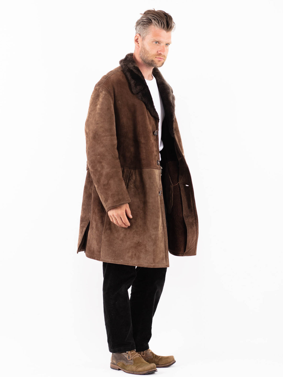 Vintage 70's Men Sheepskin Coat in BrownZ1819