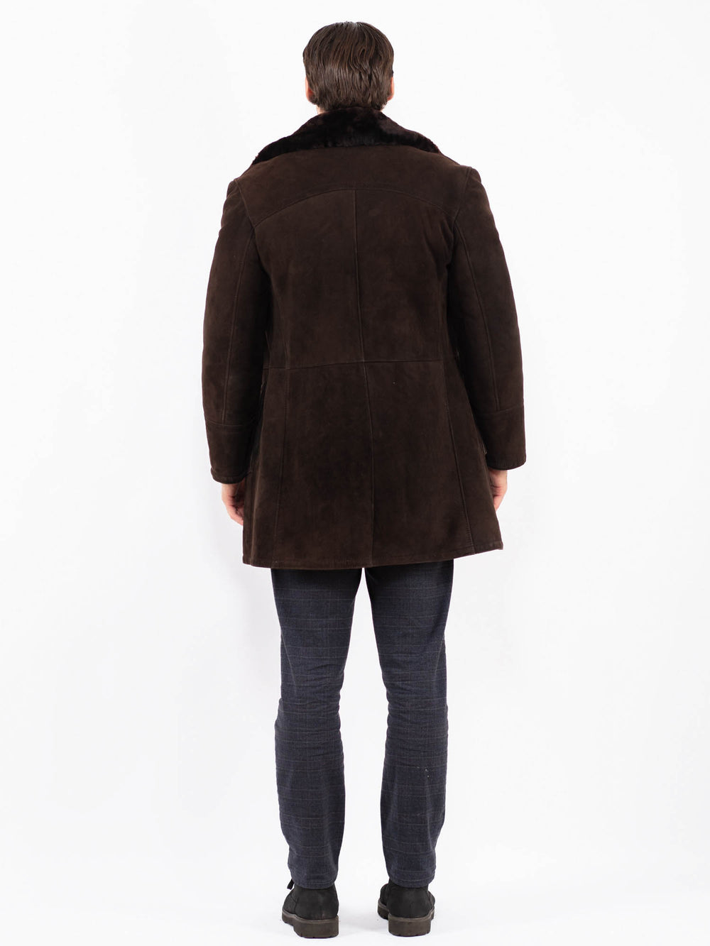 Vintage 70's Men Sheepskin Shearling Coat in BrownZ2356