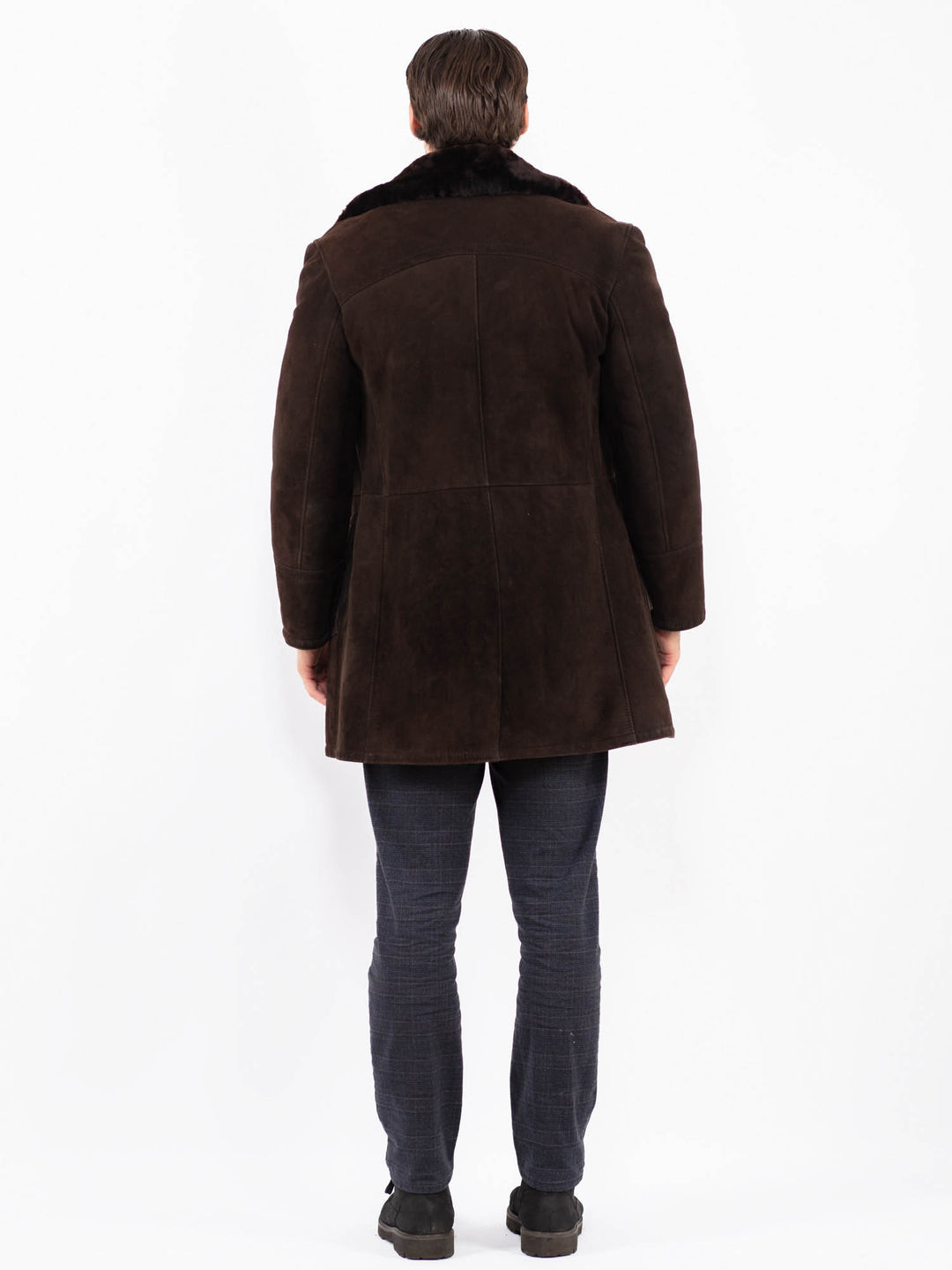 Vintage 70's Men Sheepskin Shearling Coat in BrownZ2356