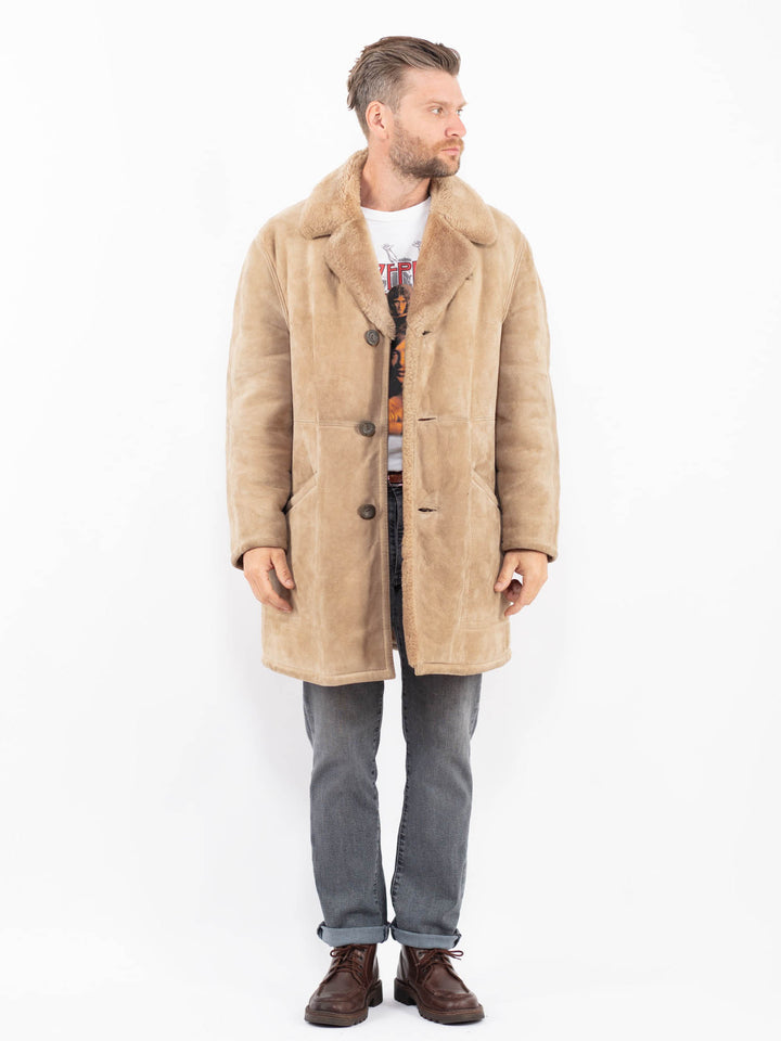 Vintage 70's Men Sheepskin Coat in BeigeZ2269