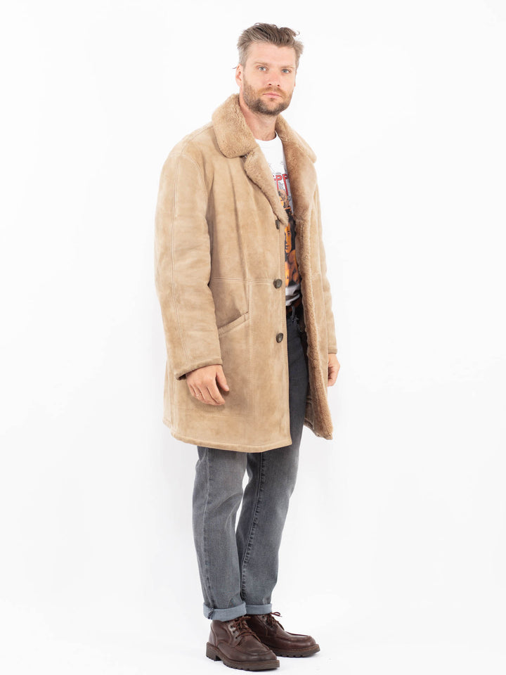 Vintage 70's Men Sheepskin Coat in BeigeZ2269