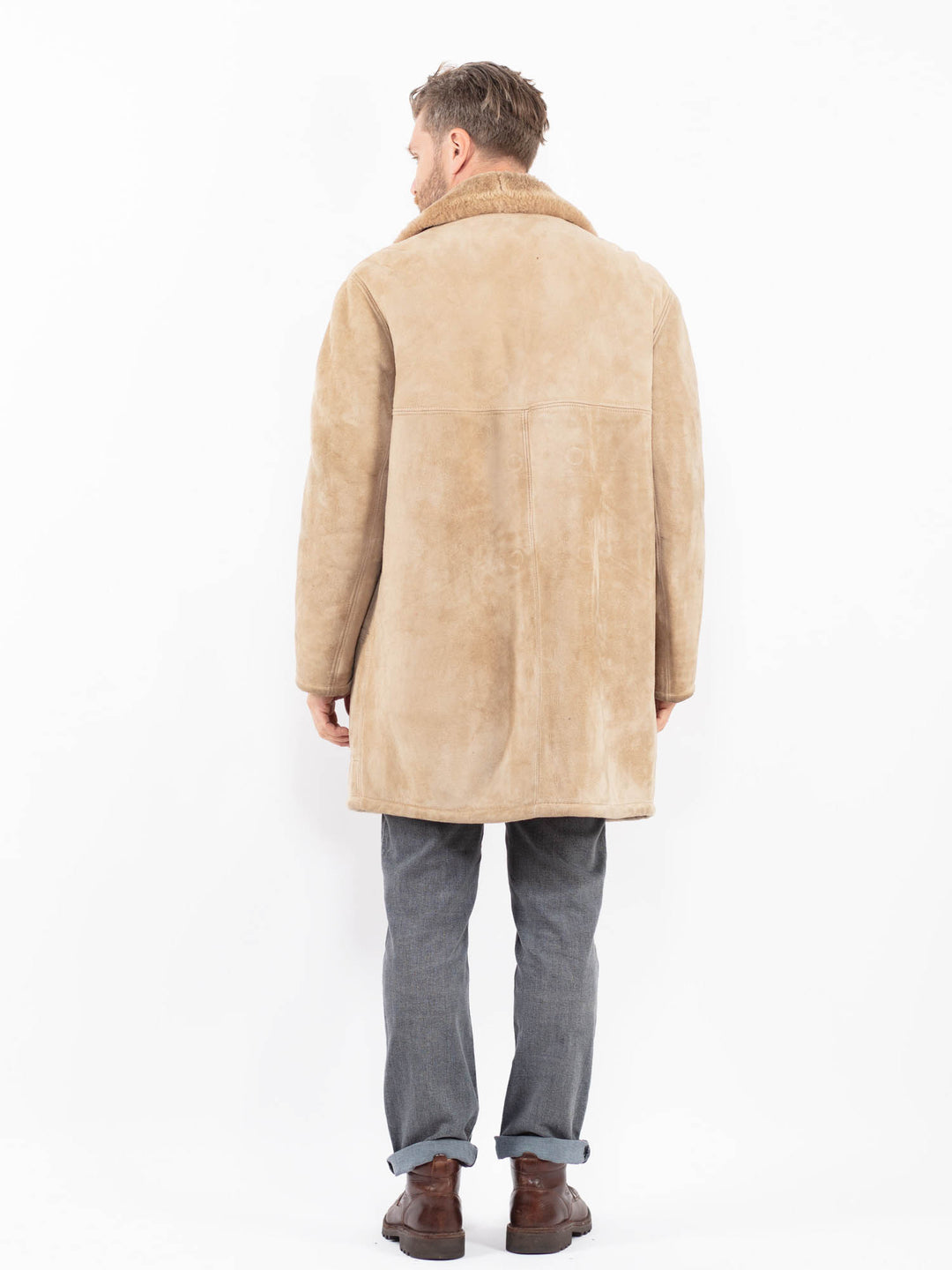 Vintage 70's Men Sheepskin Coat in BeigeZ2269
