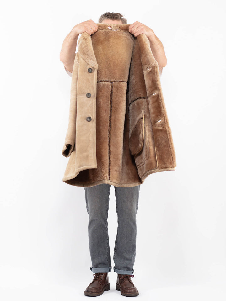 Vintage 70's Men Sheepskin Coat in BeigeZ2269