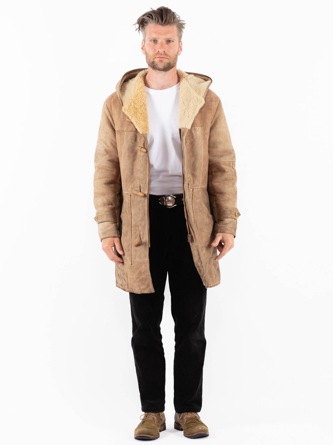 Vintage 70's Men Sheepskin Coat in BeigeZ1822