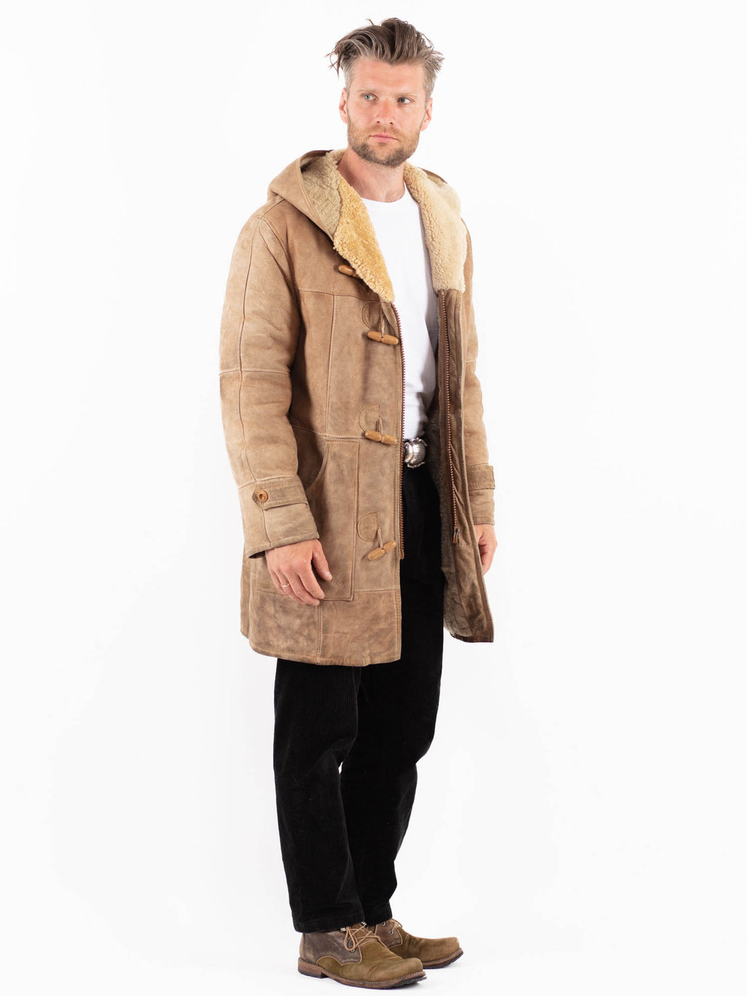 Vintage 70's Men Sheepskin Coat in BeigeZ1822