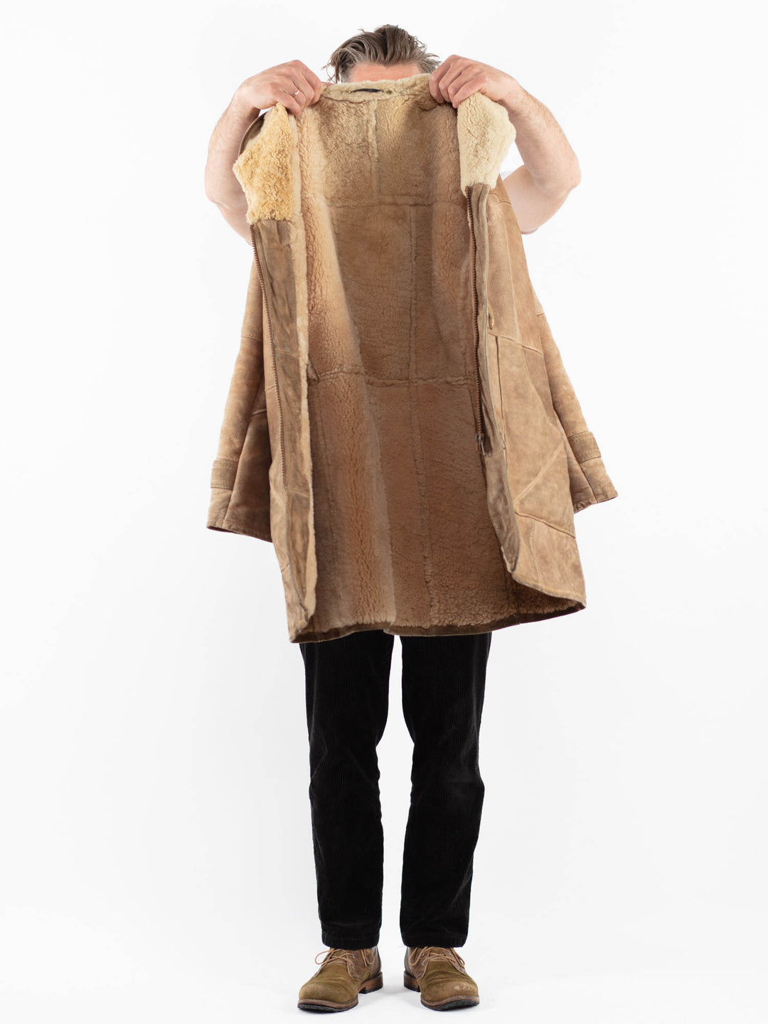 Vintage 70's Men Sheepskin Coat in BeigeZ1822