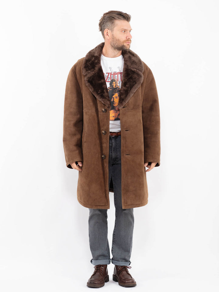 Vintage 70's Men Sheepskin Coat in BrownZ2271