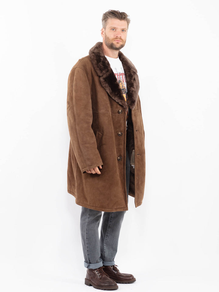 Vintage 70's Men Sheepskin Coat in BrownZ2271
