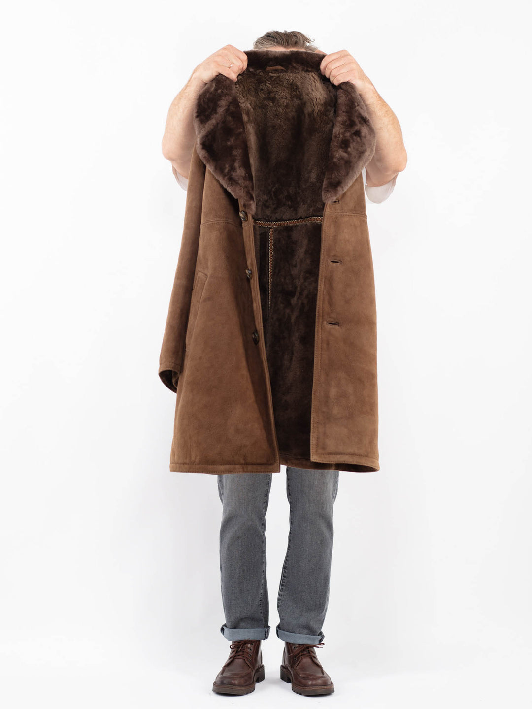 Vintage 70's Men Sheepskin Coat in BrownZ2271