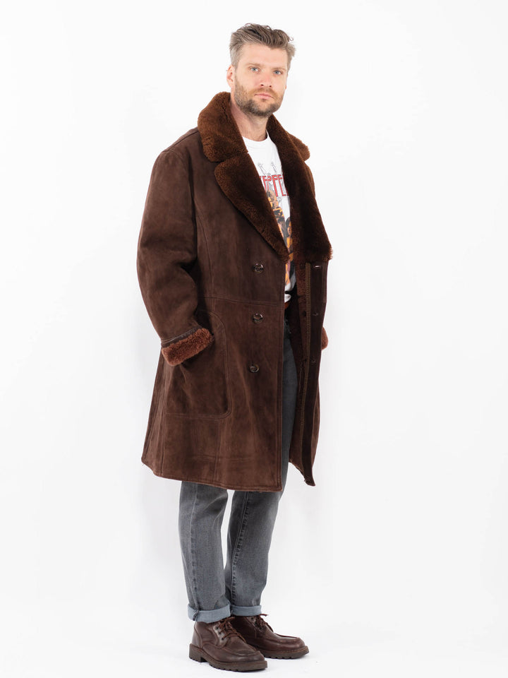 Vintage 70's Men Sheepskin Coat in BrownZ2272