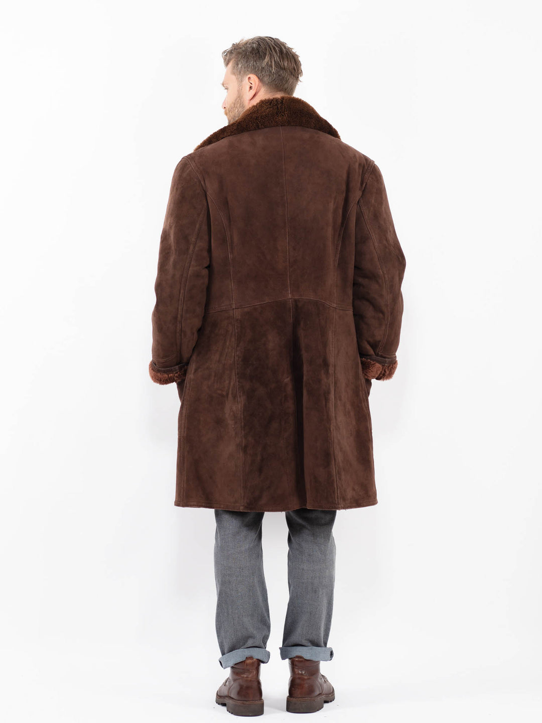 Vintage 70's Men Sheepskin Coat in BrownZ2272
