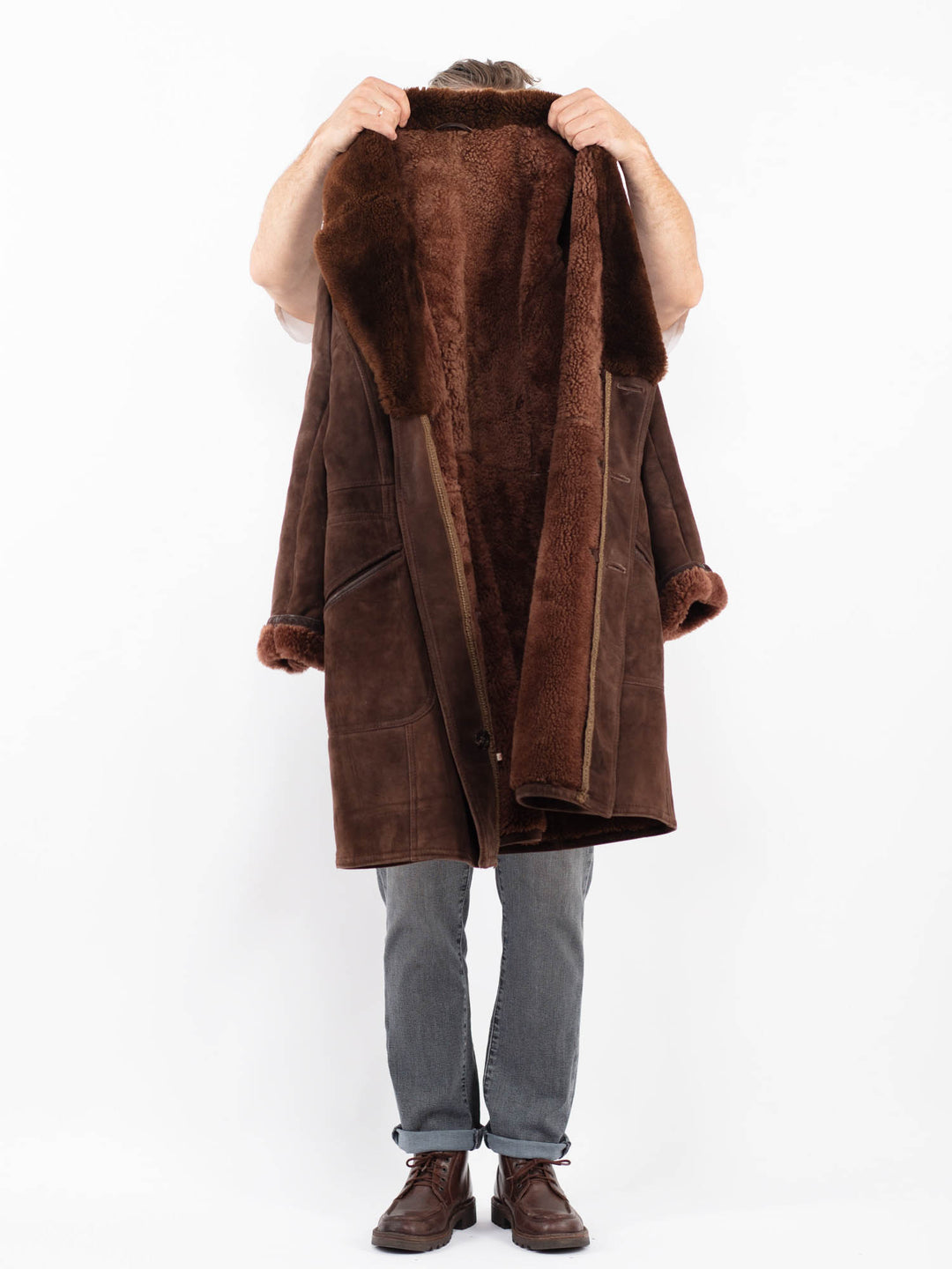 Vintage 70's Men Sheepskin Coat in BrownZ2272