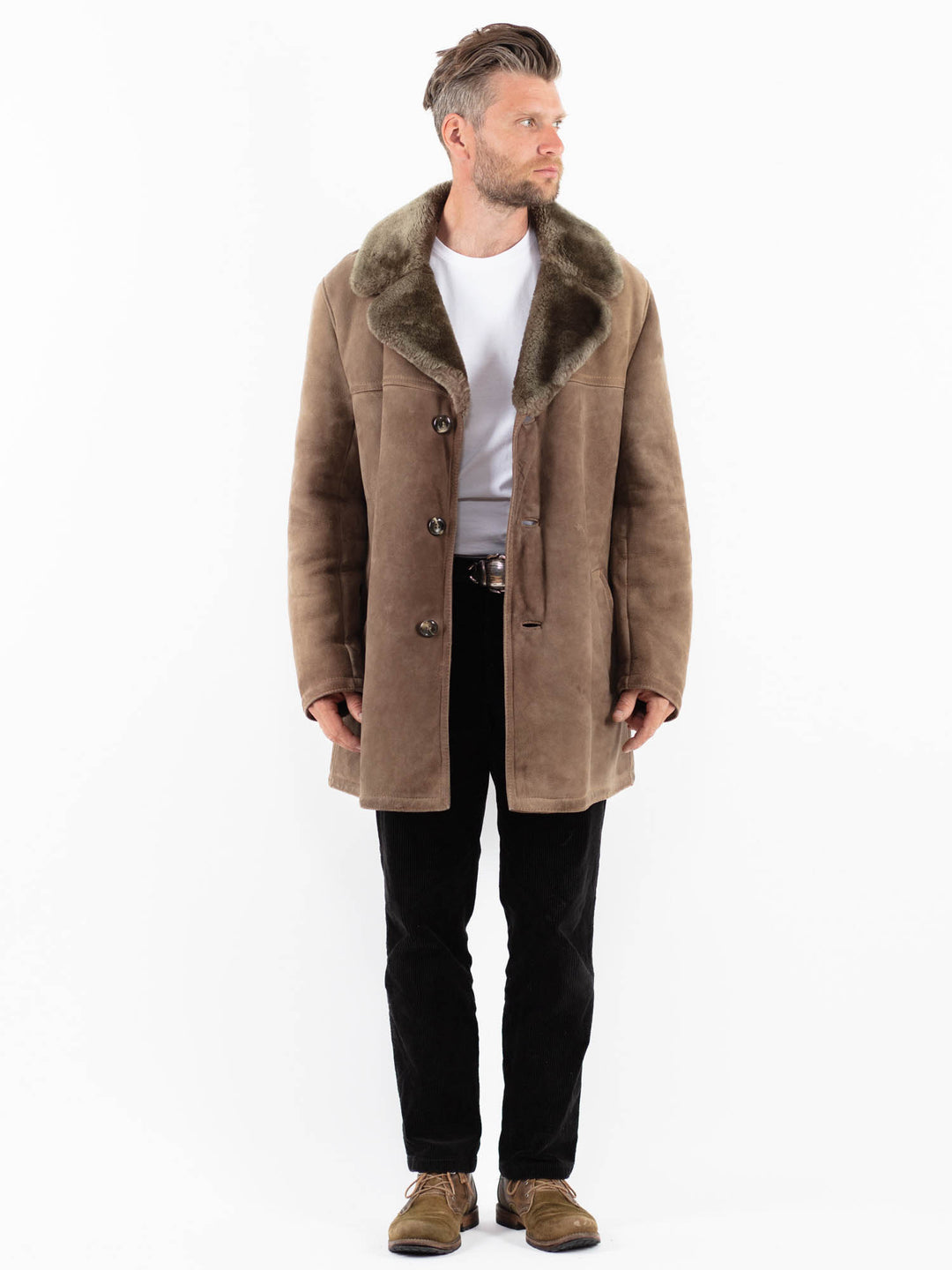 Vintage 70's Men Sheepskin Coat in BrownZ1827