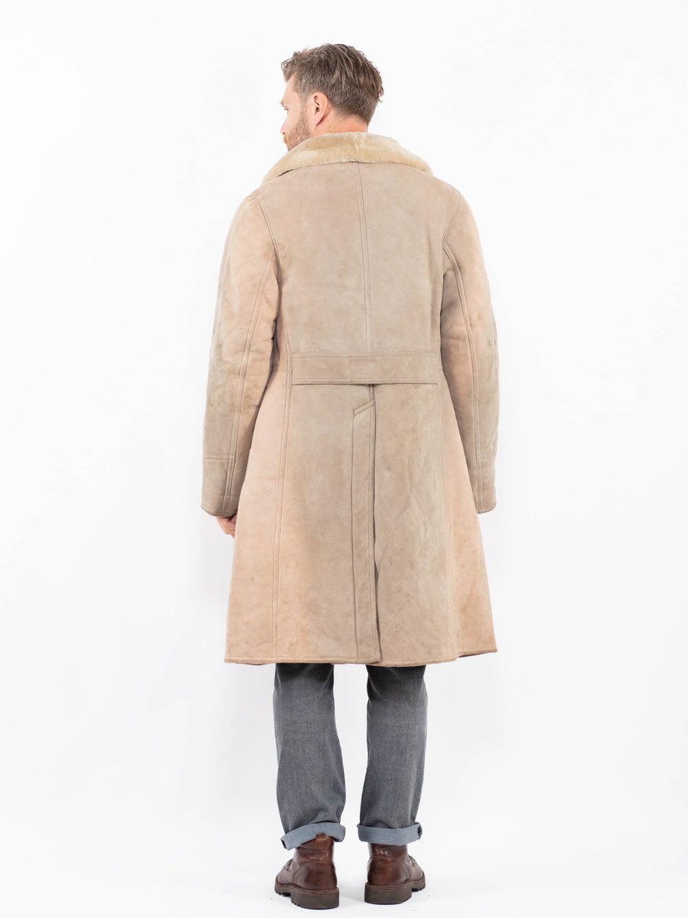 Vintage 70's Men Sheepskin Coat in BeigeZ2275
