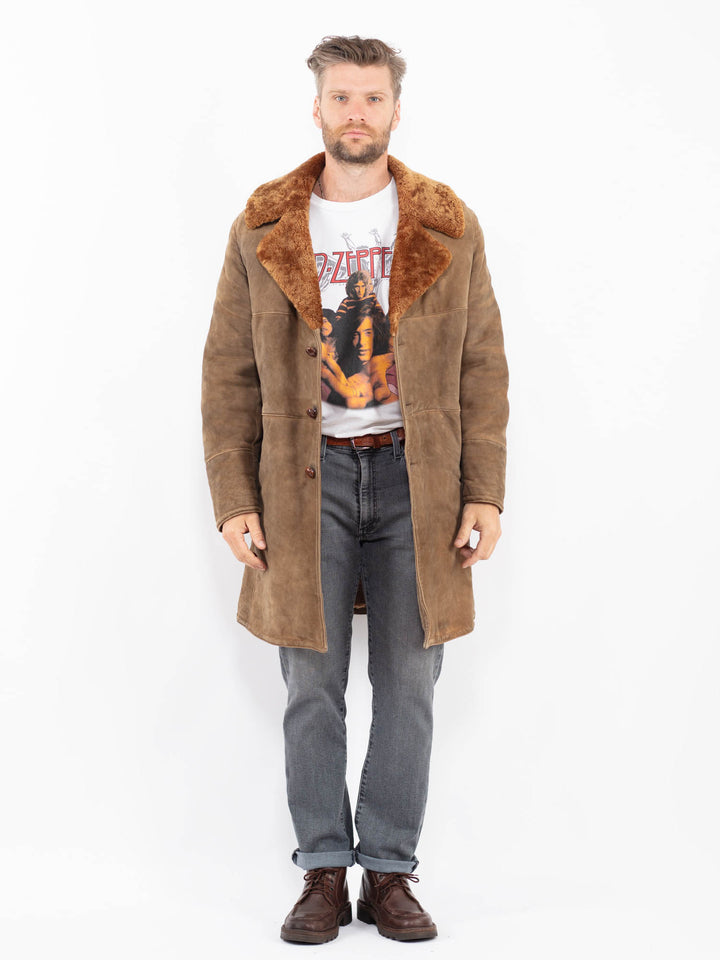 Vintage 70's Men Sheepskin Coat in BrownZ2276