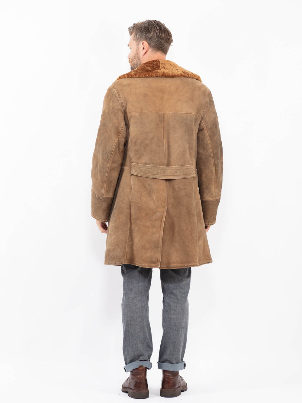 Vintage 70's Men Sheepskin Coat in BrownZ2276