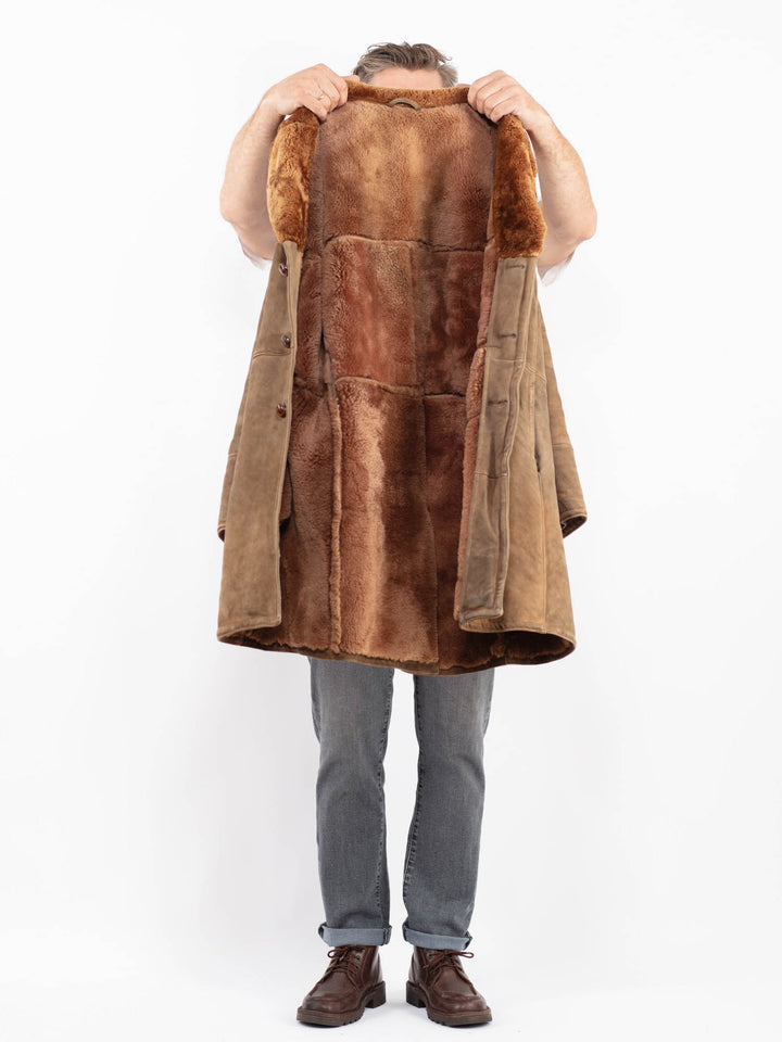 Vintage 70's Men Sheepskin Coat in BrownZ2276