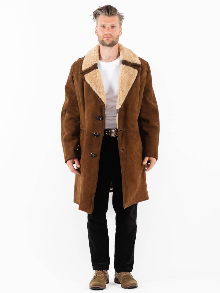 Vintage 70's Men Sheepskin Coat in BrownZ1830