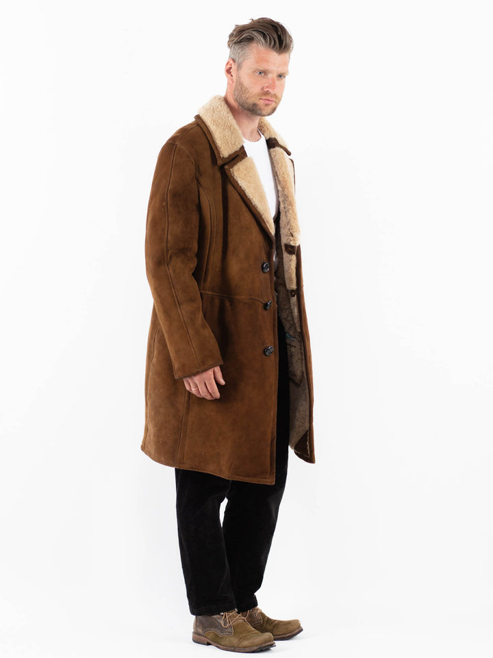 Vintage 70's Men Sheepskin Coat in BrownZ1830
