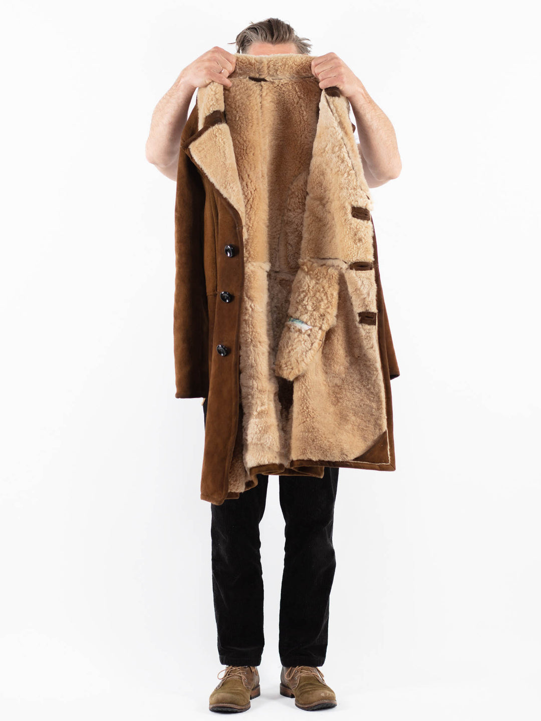 Vintage 70's Men Sheepskin Coat in BrownZ1830