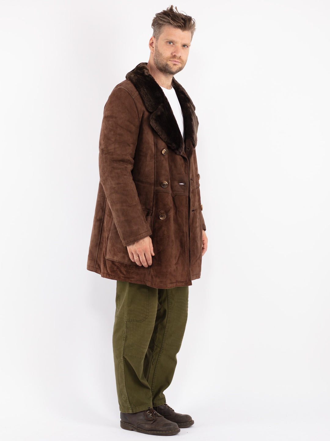 Vintage 70's Men Sheepskin Coat in Brown