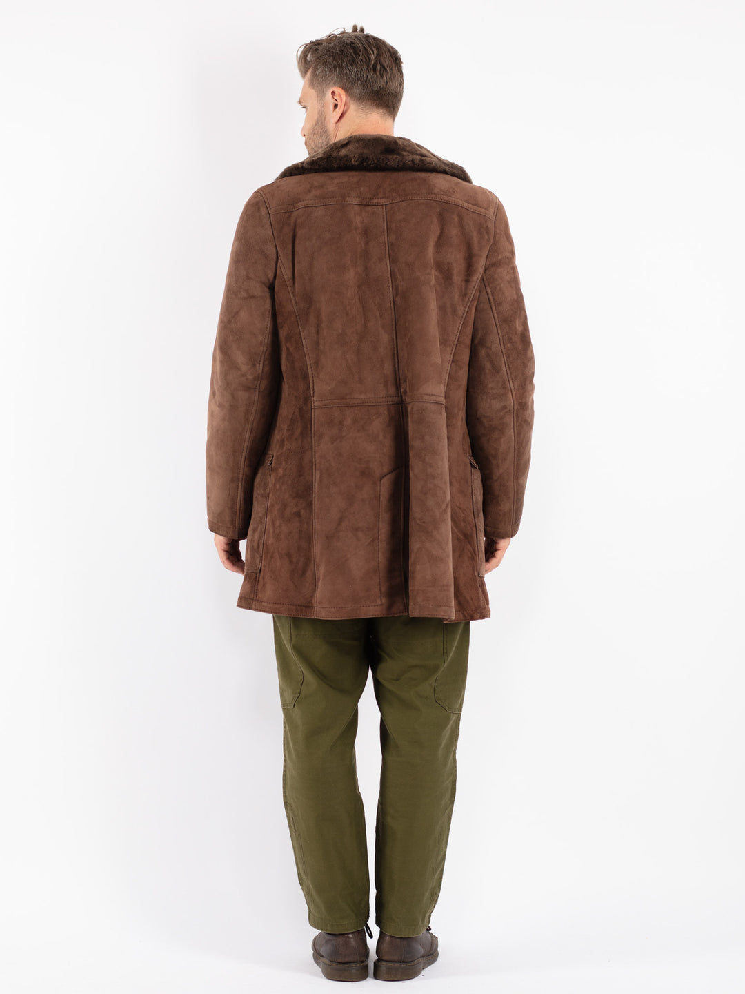 Vintage 70's Men Sheepskin Coat in Brown