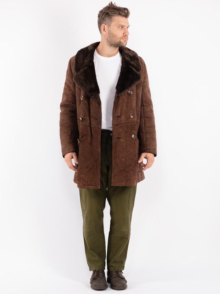 Vintage 70's Men Sheepskin Coat in Brown
