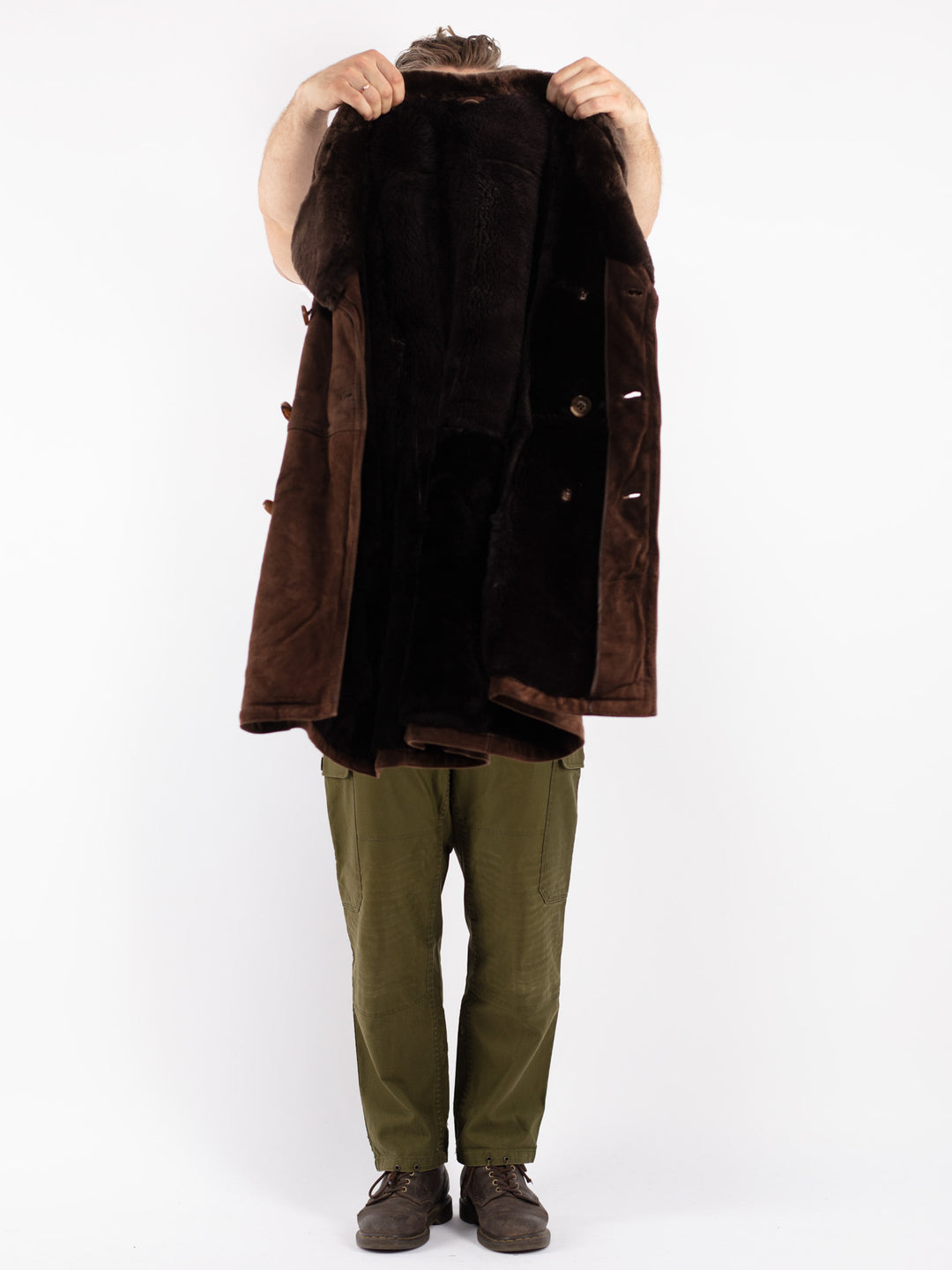 Vintage 70's Men Sheepskin Coat in Brown