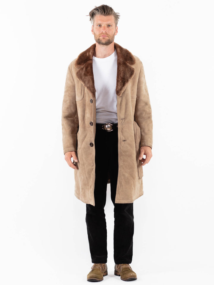 Vintage 70's Men Sheepskin Coat in BeigeZ1835