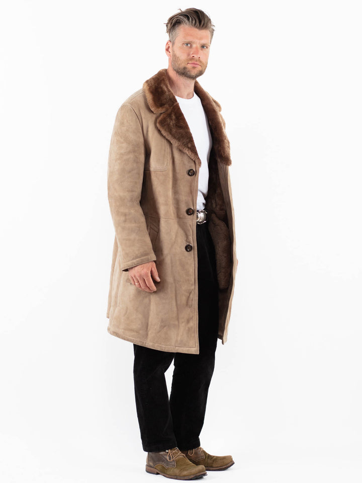Vintage 70's Men Sheepskin Coat in BeigeZ1835