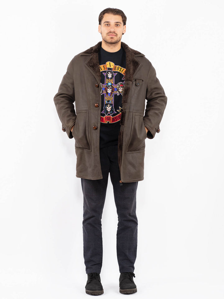 Vintage 70's Men Sheepskin Coat in BrownZ2377