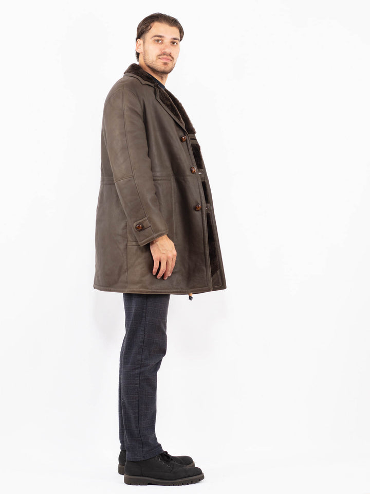 Vintage 70's Men Sheepskin Coat in BrownZ2377