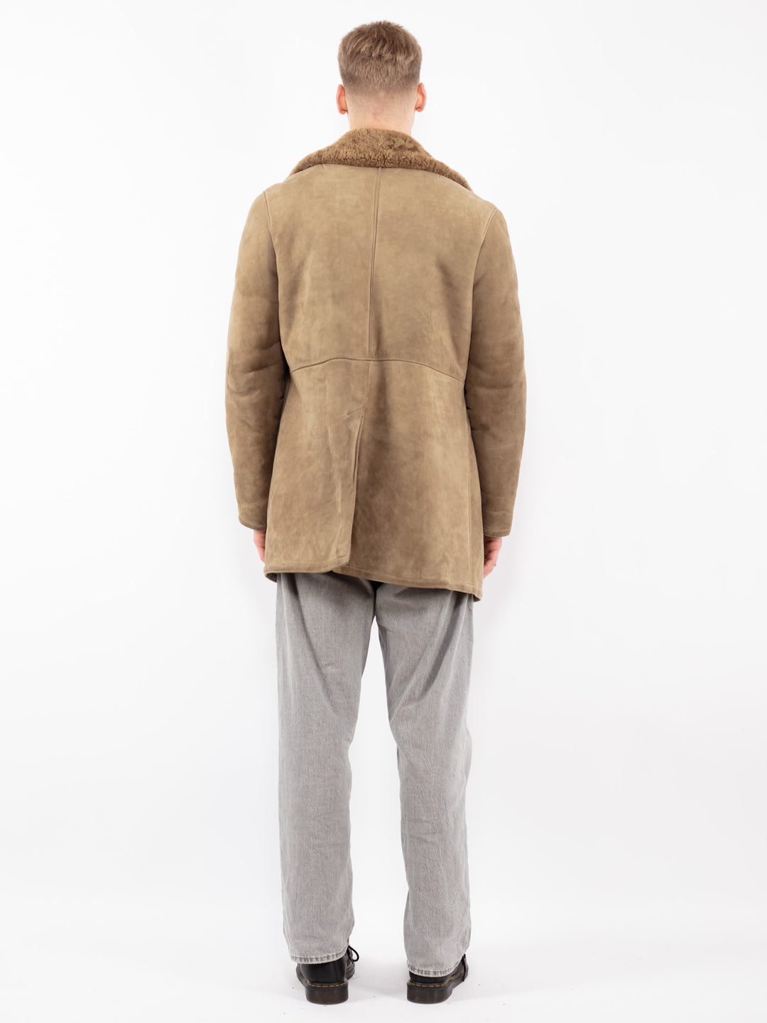 Vintage 70's Men Sheepskin Coat in Beige