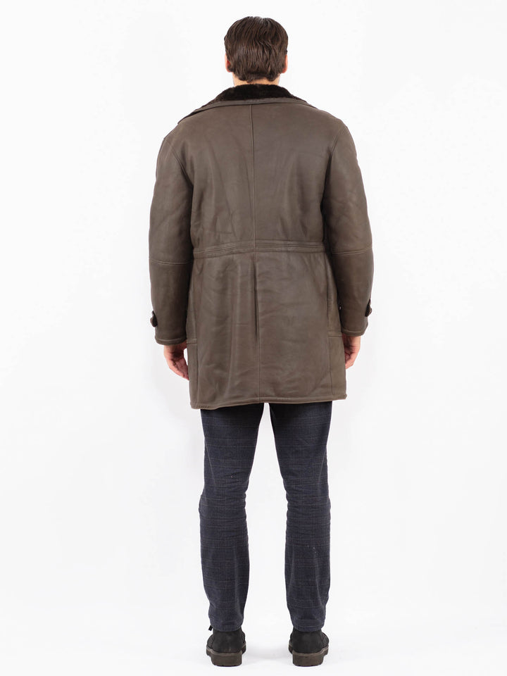 Vintage 70's Men Sheepskin Coat in BrownZ2377