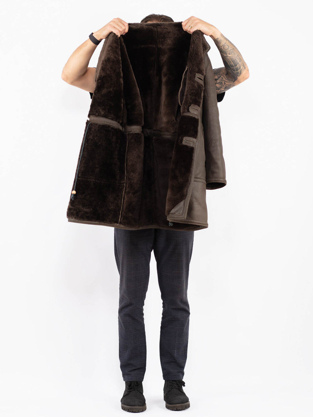 Vintage 70's Men Sheepskin Coat in BrownZ2377