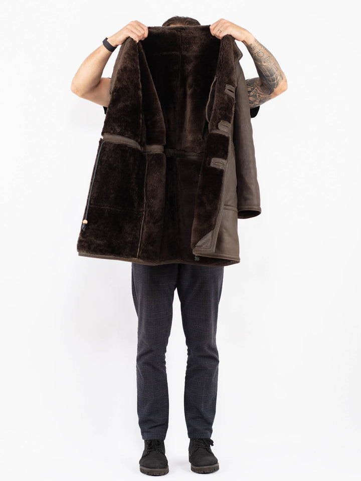 Vintage 70's Men Sheepskin Coat in BrownZ2377